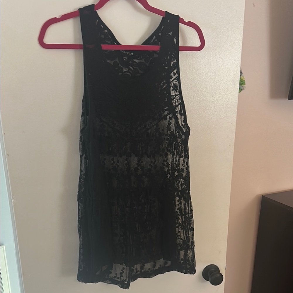 Black Lace Sleeveless Top